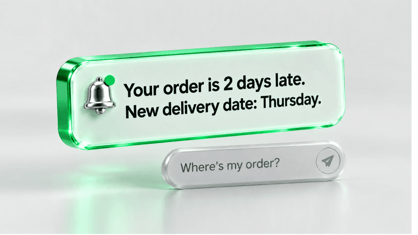 A delay notice reaches the customer before they ask where their order is