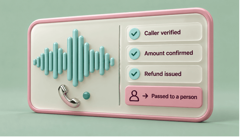 An AI voice agent handling a support call and passing it to a person for an exception
