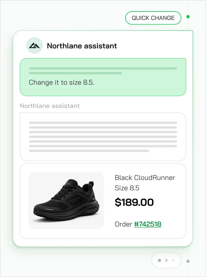 CoSupport AI Shopify chat widget resolving a WISMO order-change request
