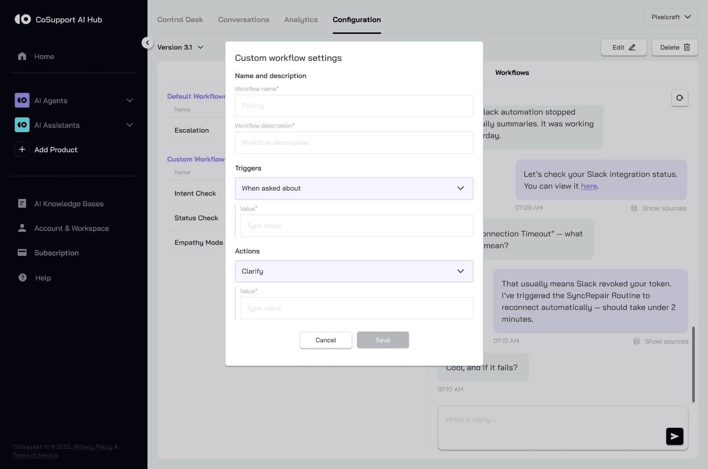 Custom Workflow Settings