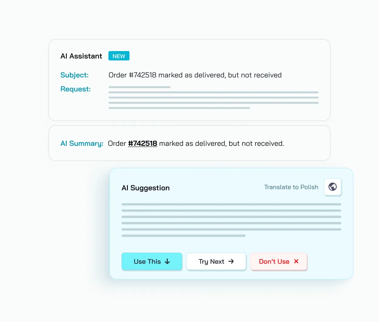 CoSupport AI Assistant drafting a reply suggestion for an agent