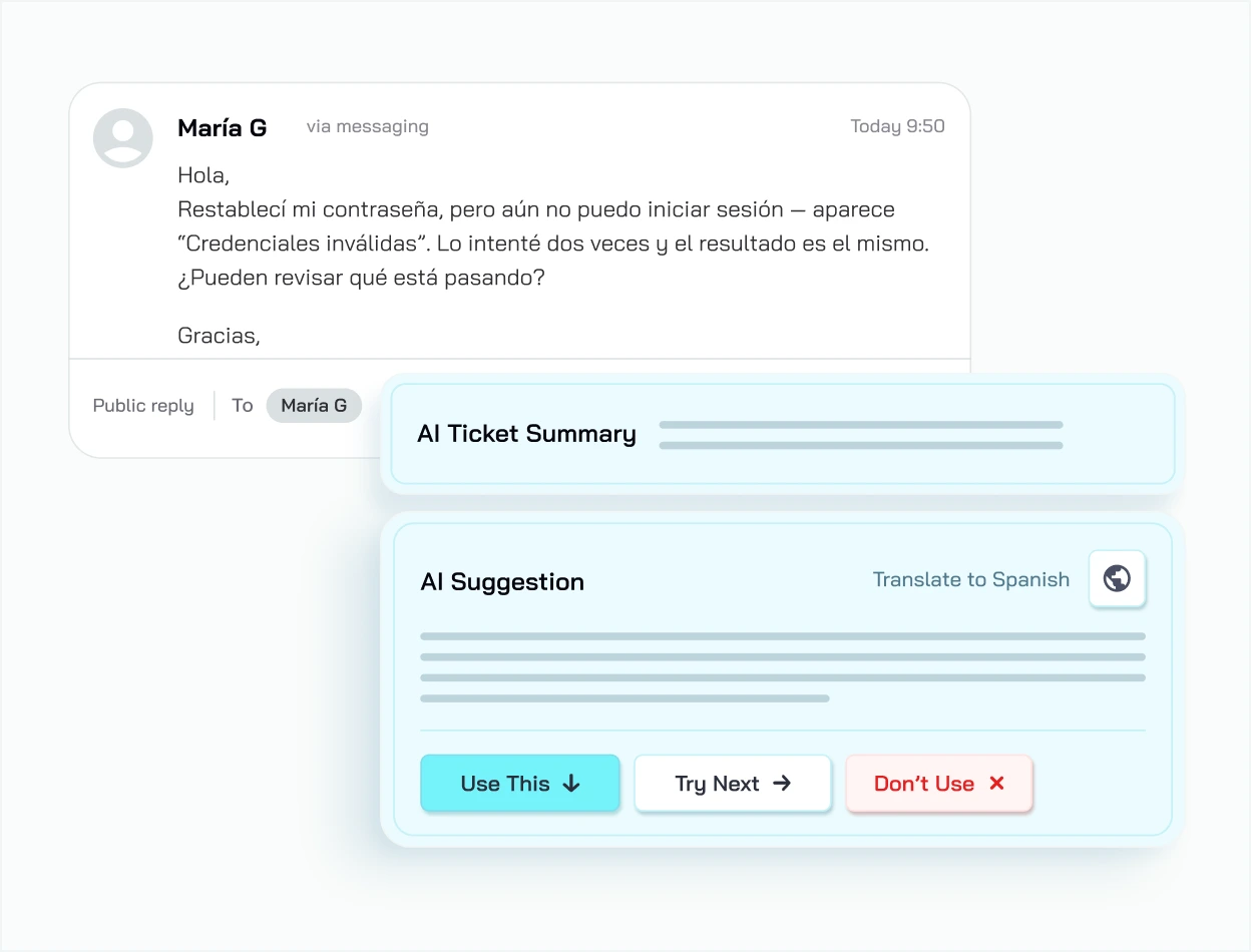 CoSupport AI Assistant drafting a context-aware reply inside Zendesk
