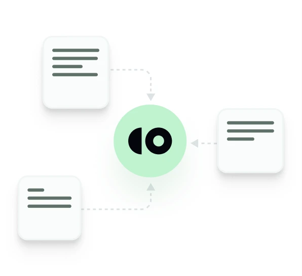 Three data source cards connecting into the CoSupport AI hub